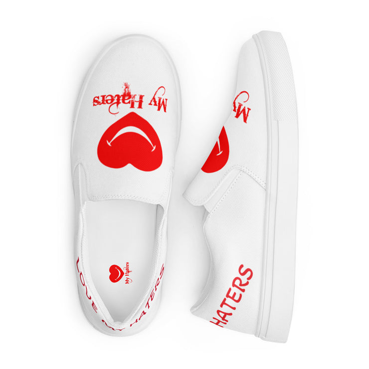 LOVE MY HATERS Men’s slip-on canvas shoes